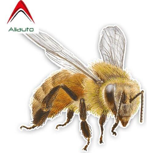 Aliauto Funny Cartoon Creative Bee Car Stickers PVC Decal for Toyota Honda Nissan Mazda,14CM*14CM