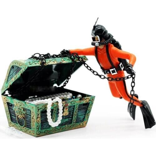 NEW Aquarium Decoration Fish Tank Waterscape Treasure Box hunting, Air drive Frogman Hunter Diver,work with air pump accessories