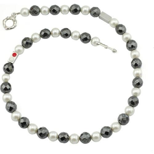 Wollet Jewelry Hematite Power Necklace for Women Men Negative Ion Magnet Magnetic Therapy White Black Color