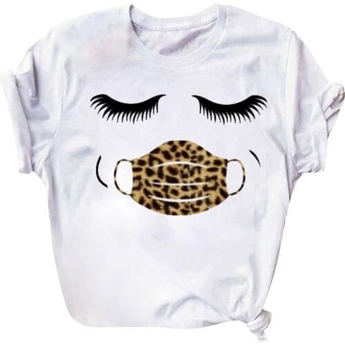 Womens Fashion Tide Delicate Printed Plus Size Round-Neck T-Shirts Short Sleeve Funny And Cute Graphic Multiple Styles Tee Tops