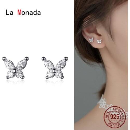 La Monada Small Butterfly Earrings For Women Fashion Silver Stud Earrings Women Silver Ear Piercing Silver 925 Jewelry Fine