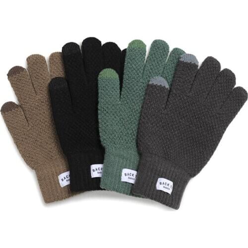 2020 Winter Mens Gloves Warm New Thick Flexible Full Finger Adult Gloves Smartphone Tablet Korean Creative Cashmere Knitted