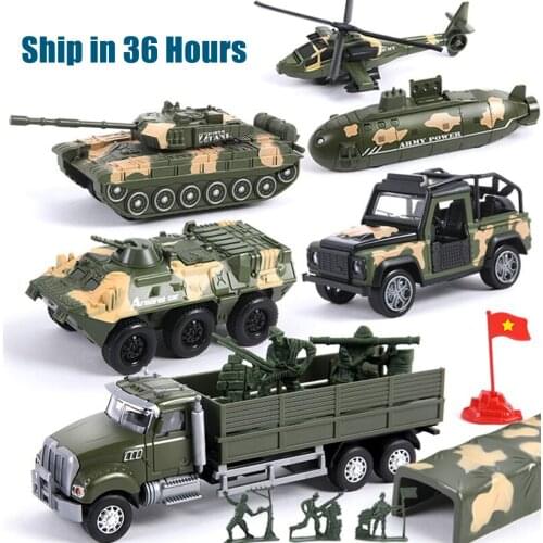 1:52 Childrens Alloy Toy Set Simulation Military Aircraft Armored Car Transporter Submarine Pull Back Car Model Children Gifts