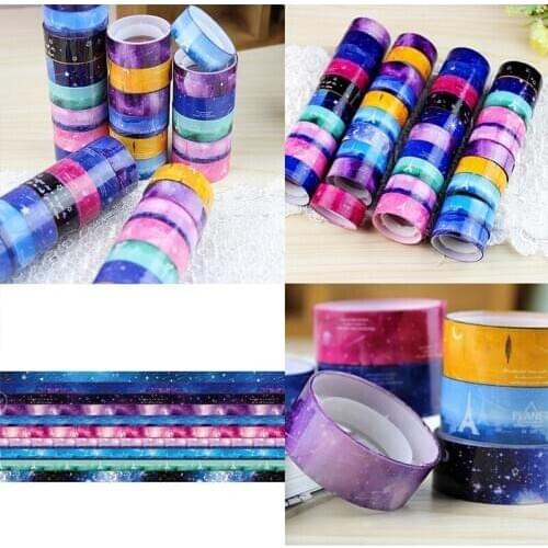 10pcs New Design 1.5cm DIY paper Sticky Adhesive Sticker Decorative Washi Tape