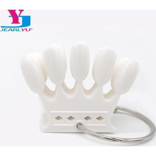 10 Pcs/set False Nail Tips White Crown Nail Dipslay Polish Color Card Acrylic Practice Chart Palette Buckle Ring Practice Tools