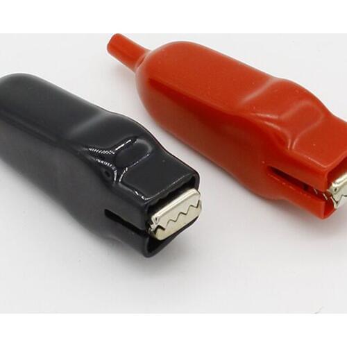 2 PCS Sheathed Alligator Clips Electrical DIY Test Leads Alligator Double-Ended Crocodile Clips Roach Electrical Jumper Wire