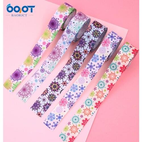 22/25MM,10Yards Christmas Snowflake Series Cartoon Grosgrain Ribbons,Bow Cap Accessories Party Gift Wrap DIY Handmade 201104-13