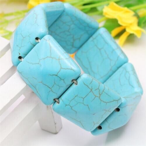 25mm Lucky Turkey Turquoises Howlite Chalcedony Semi Finished Stone Bracelet Beads Wrist Jewelry Making Design Women Girls Gifts