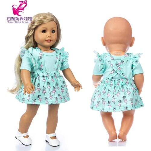 43cm Baby Doll shirt and strap skirt 18 inch american og girl doll clothes dress toys outfits