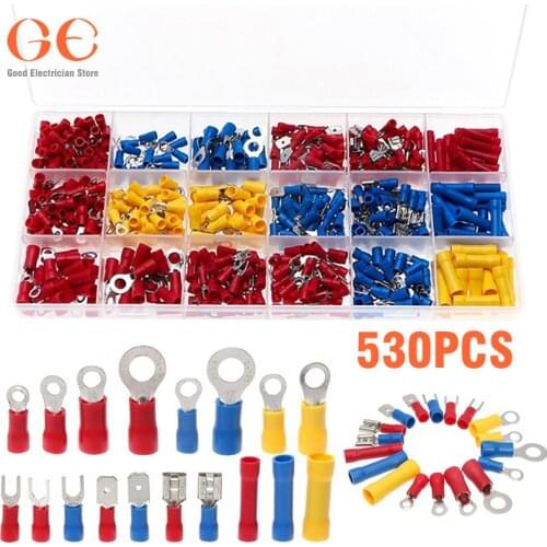 530PCS Assorted Spade Butt Wire Crimp Terminals Electrical Wire Connector Kit wire connector electrical connector crimp
