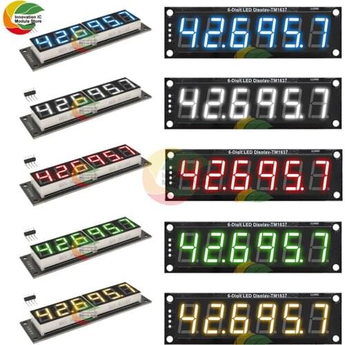 5V 0.56 inch LED Display Module TM1637 6-Digit 7 Segments Digital Tube Clock Module Double Dots LED Screen Board for Arduino