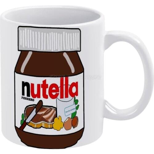 Nutella Jar White Mug Coffee Mugs Girl Gift Tea Milk Cup Mugs Nutella Jar Pattern Food Popular Brown Red Yellow Green Chocolate