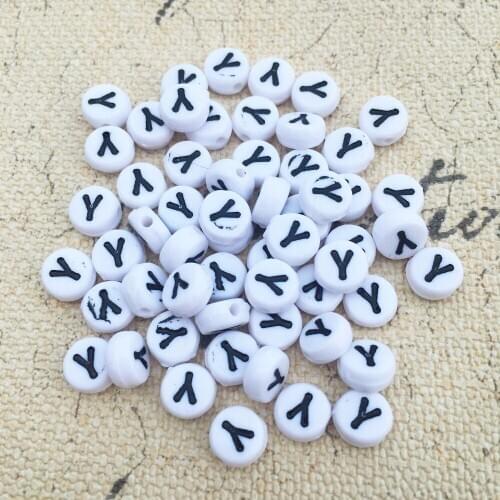Free Shipping 4*7mm Flat Round Coin Shape Acrylic Alphabet Beads 4*7mm Single Letter Y Jewelry Beads
