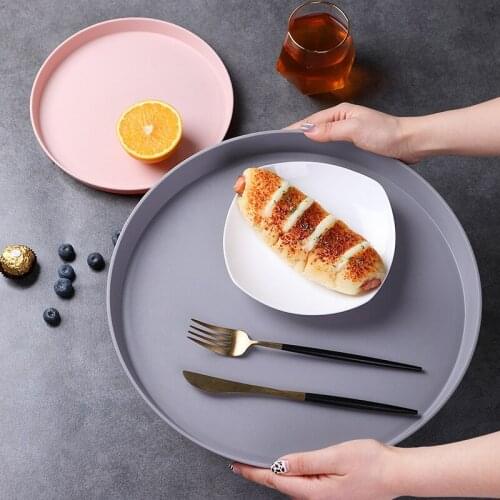 2020 35cm Water Cup Tea Tray Set Household Round Plastic Dinner Plates Nordic Creative Net Red Fruit Snack Candy Plate Tableware