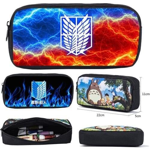 Hot Attack on Titan Season 4 Pencil Case School Supplies Stationery Zipper Box Anime Storage Cosmetic Bag Cartoon 3D Print Kids