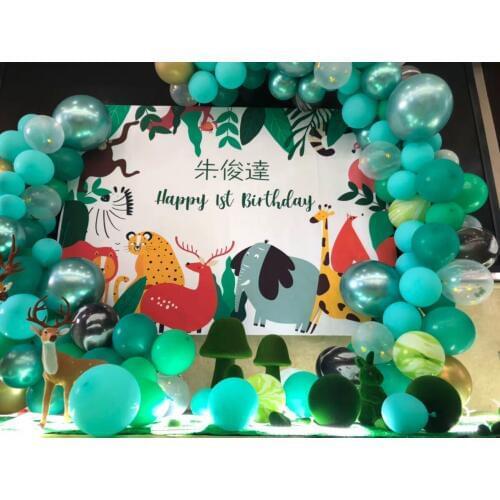 Custom Tropical jungle animal backdrop for photography Baby shower birthday party decoration background dessert table B-441