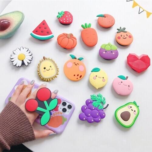 Fruit Fold Finger Mobile Phone holder for iphone Cute Silicone holder For Samsung Xiaomi Pear Stand Case For Huawei Bracket