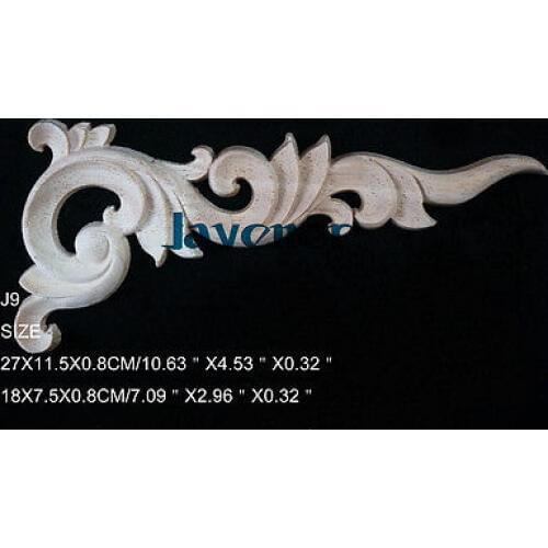 J9- 18x7.5x0.8cm Wood Carved Corner Onlay Applique Unpainted Frame Door Decal Working carpenter Decoration