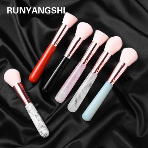 3pc/set Natural Crystal Gemstone Makeup Brushes Rose Quartz Liquid Foundation DIY Brush Energy Professional Soft Hair Cosmetics