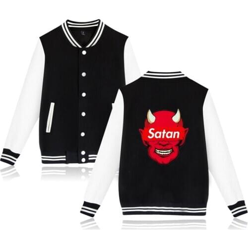Satan Series Jackets Streetwear Fashion Print Baseball Jackets Men Women Hip Hop Casual Jackets Varsity Jackets Autumn Clothes