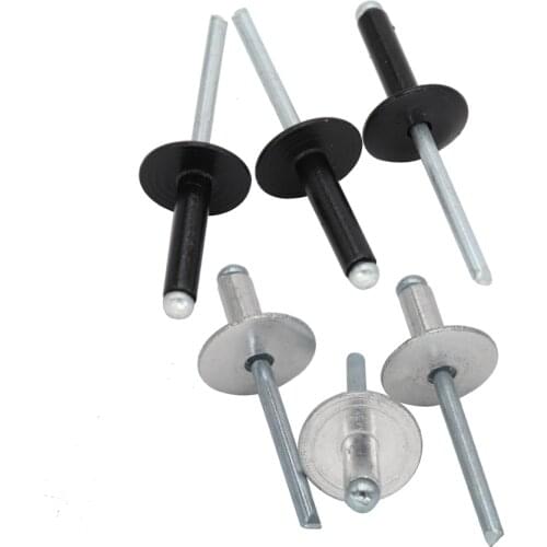 M4 OD 6.4mm 8mm 10mm 13mm 16mm White Black AL Aluminum 12mm Large Round Flat Head Self-Plugging POP Leaf Pull Nail Core Rivet