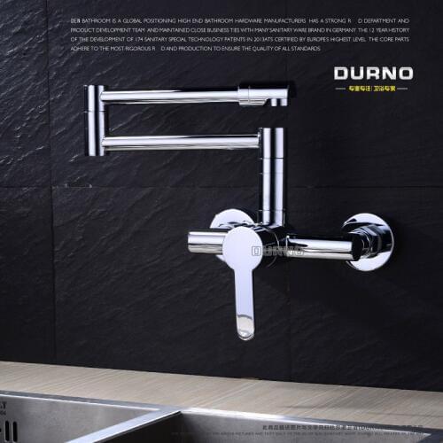 Full Copper Brass wall mounted rotating folding retractable faucet hot and cold water kitchen wash sink pool lengthen mixer