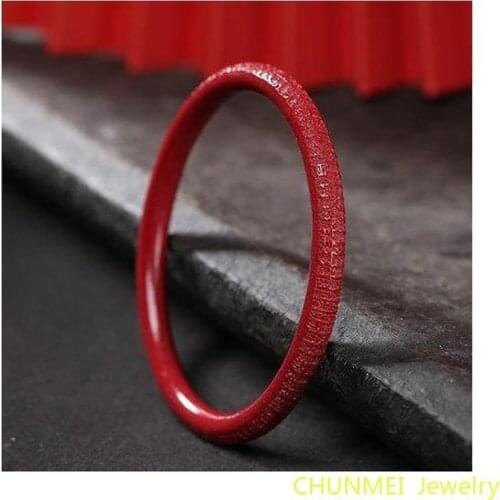 Natural Raw Ore Cinnabar Bracelet Female Carving Bracelet Fidelity High Content Cinnabar National Wind Heart Sutra Bracelet