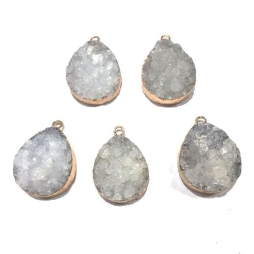 Natural Stone Quartz Water drop shape Pendants Crystal Cluster Necklace Pendant for Jewelry Making DIY Necklace Accessories
