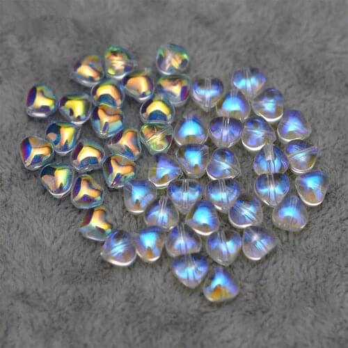 New 200pcs/lot 6mm color print cartoon hearts shape glass Straight hole beads diy jewelry earring/bracelet pendant accessory