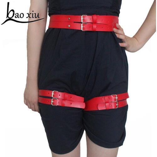 New Harajuku Womens Belt Corset Straps For Men Metal Ring Leather Punk adjustable ring Sexy Handmade Unisex Garter Female Belt