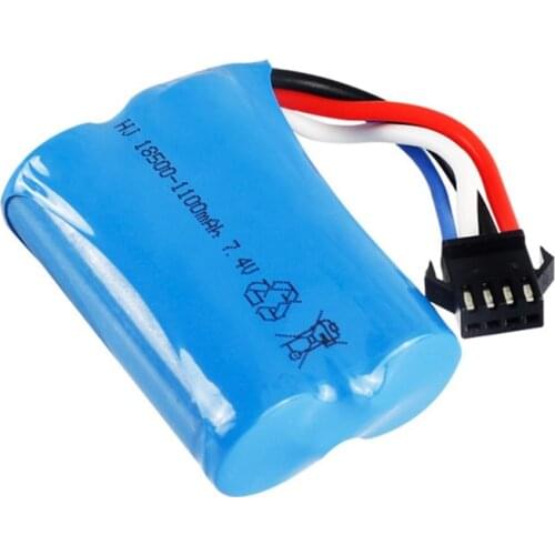 Upgrade (3.7V*2) 7.4V 1100mAh 18500 battery + Charger For UDI 001 UDI001 HuanQi 960 Remote control Boat BATTERY With SM-4P Plug
