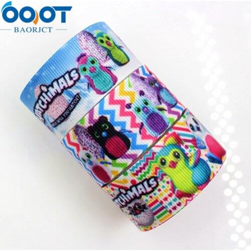 OOOT BAORJCT 175227 25mm 10yard Cartoon Ribbons Thermal transfer Printed grosgrain Wedding Accessories DIY handmade material