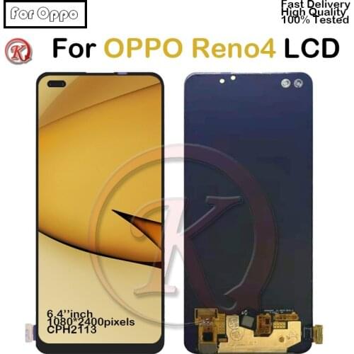 Original 6.4 ” For Oppo Reno 4 LCD Display With Touch Panel Screen Digitizer Assembly For oppo reno4 CPH2113 lcd display
