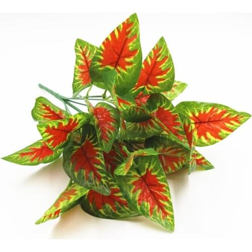 Plastic Fake Plant Red Taro Leaf Artificial Plant for Home Darden Decoration