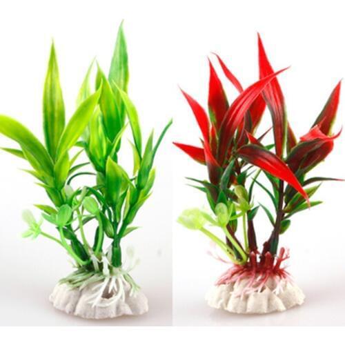 Plastic Plant Grass Aquarium Decorative Simulation Bamboo Leaves Fish Tank Landscape Decoration 2 color