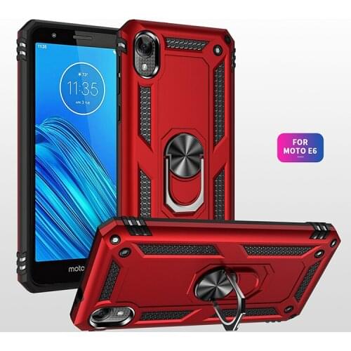 For Motorola Moto E6 Armor Shockproof Case for Moto E6 E 6 Military Drop Protective Magnet Car Holder Ring Case Cover