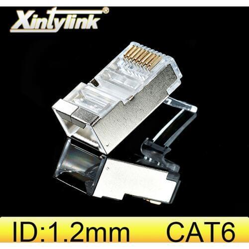 Xintylink rj45 connector cat6 network ethernet cable cat 6 plug 8p8c stp rg rj 45 male jack lan shielded gold plated 1.2mm