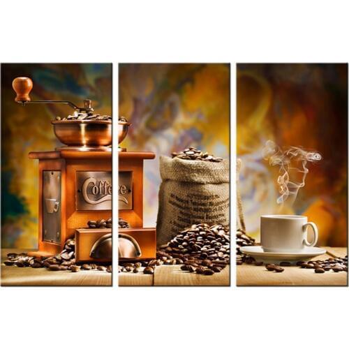 Modern Home Wall Art Decoration Frame Pictures 3 Pieces Coffee Grinder Machine Coffee Beans HD Printed Painting On Canvas Poster