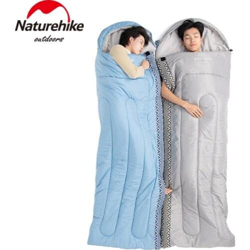 Naturehike Outdoor Portable Splicing Envelope Sleeping Bag Comfortable Breathable Camp Travel Ultralight With Hat Sleeping Bag