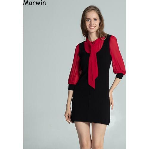 Marwin New-Coming Half Sleeve Single Breasted Knee-Length High Street Women Sweaters Thick Solid Butterfly Collar Female Sweater