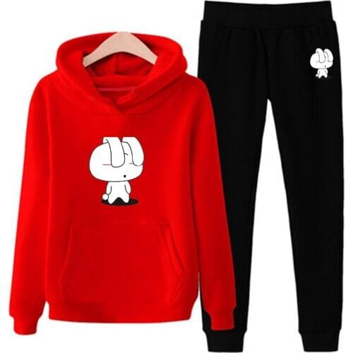 2019 Spring Thin Little Bunny Suit Student Uniform Couples Hooded Fashion Two-Piece Set