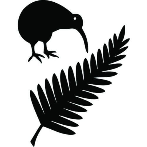 11.4*15CM Kiwi Bird And New Zealand Fern Vinyl Car Stickers Creative Car Styling Decal Black/Silver S1-2427