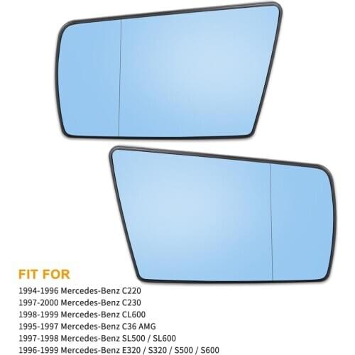 X Autohaux Mirror Glass Heated With Backing Plate Side Rear View Mirror Glass For 2000-2002 Mercedes-Benz E320