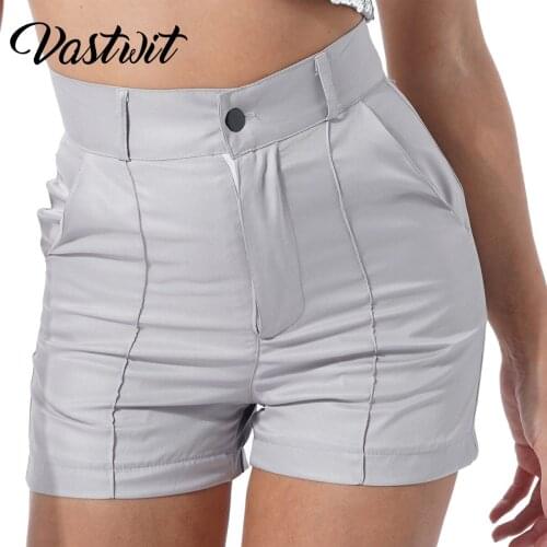 Womens Sailor Shorts High Waist Button Decor Pockets Vintage Short Suit Pants for Office Work