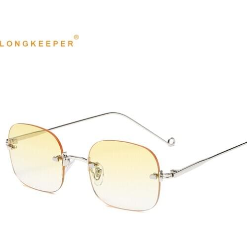 LongKeeper Rimless Square Sunglasses Women 2020 Luxury Brand Gradient Sun Glasses Female Travel Shades UV400 Gafas de sol hombre