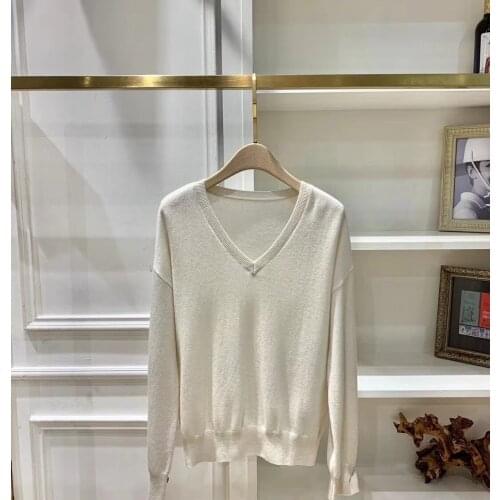 Ladies 2021 Fashion New Long Sleeve Sexy Casual Pure Color Buckle Cashmere Top 1204