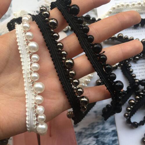 2yard Black and white gun color beaded clothing decoration lace DIY skirt side stitching necklace jewelry material