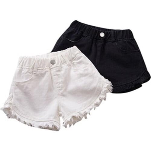 2021 New 3 4 5 6 7 8 9 10 12 Years Kids Girls Summer White Pink Blue Black Denim Cowboy Shorts For Boys School Short Pants