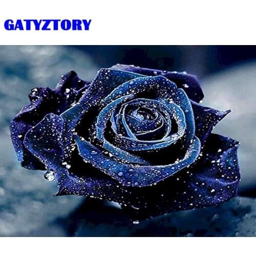 GATYZTORY 5D DIY Diamond Painting Cross Stitch Pattern 5D Diamond Embroidery "Blue Rose Flower " Home Decor DIY Diamond Art