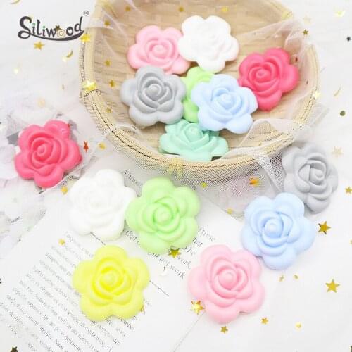 5pcs/lot Flowers Silicone Beads DIY Baby Teething Beads Baby Teether Safe Food Grade Silicone Nursing Chewing Beads BPA Free